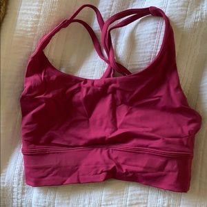 Lululemon pink long line sports bra